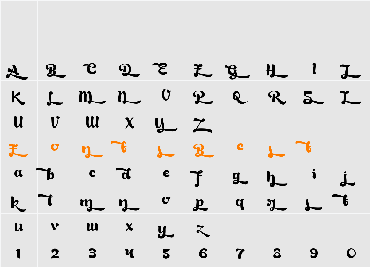 Bready C-Clockwise Demo Character Map