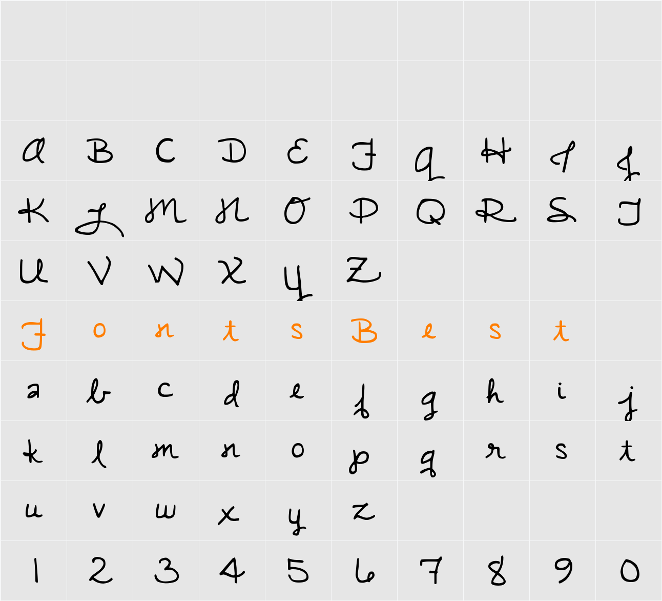 DJB MiaScript Character Map