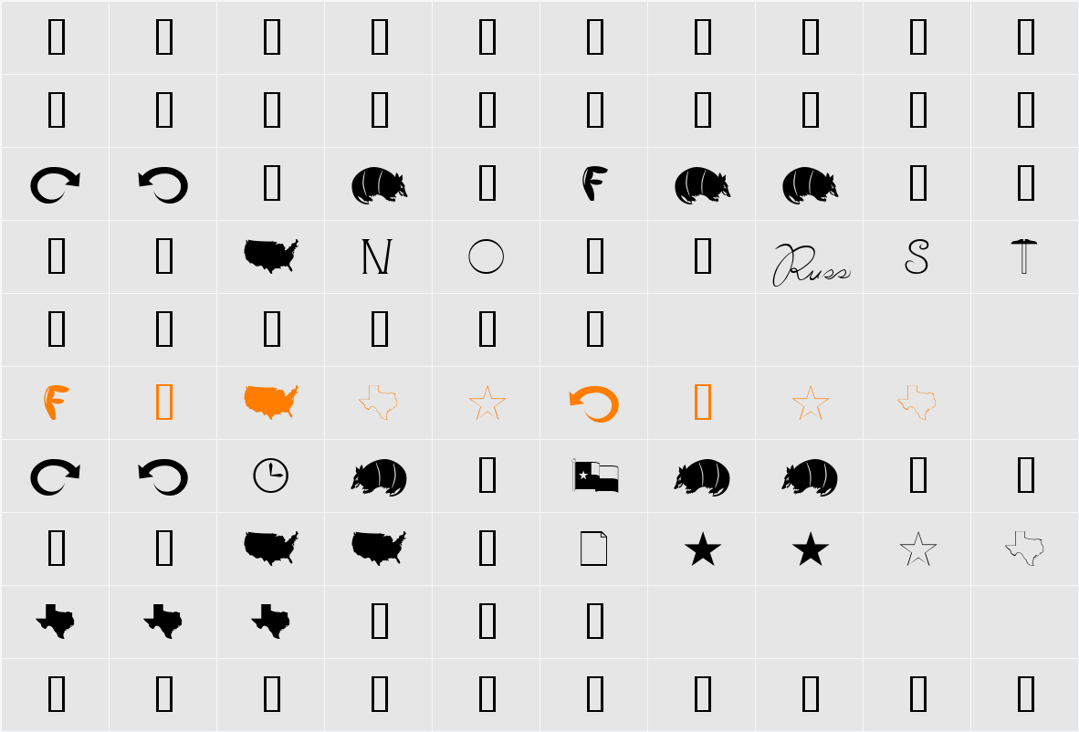 Armadillo Character Map