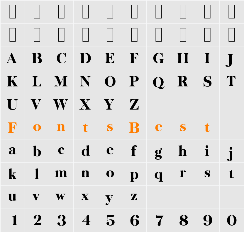 BaskervilleSerial-Heavy Character Map