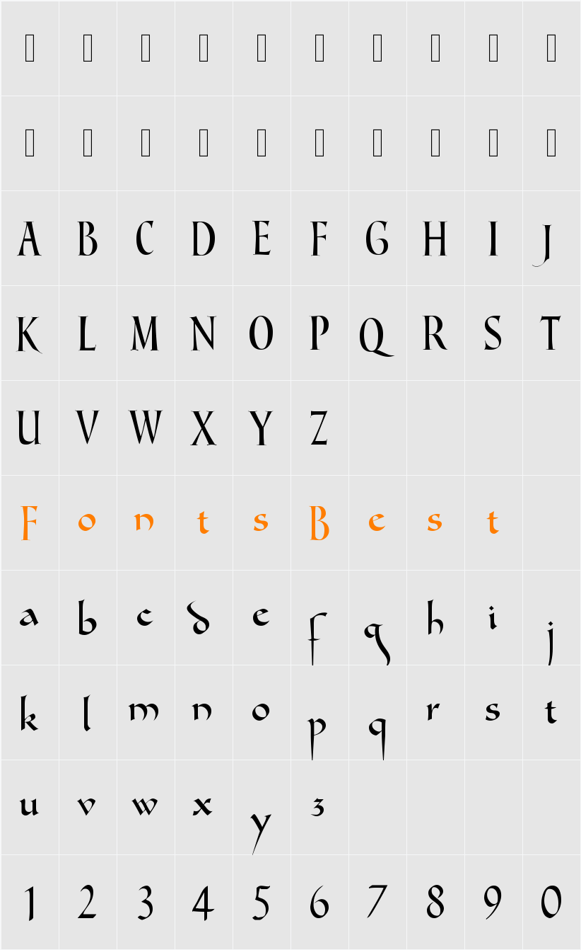 Gondola SD Character Map