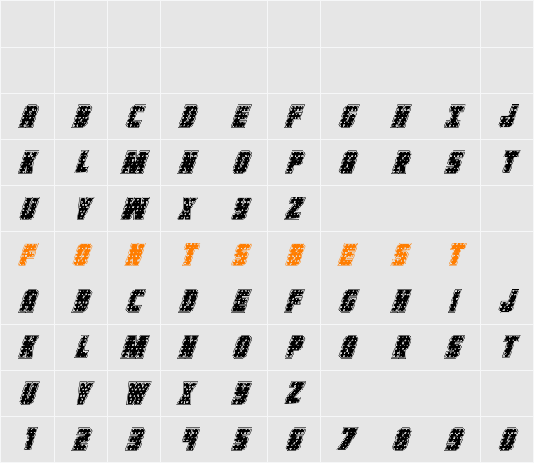 Iron Forge Plate Italic Character Map