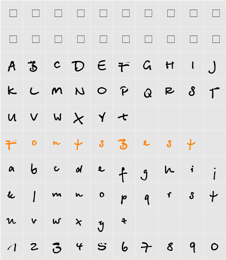 BetinaScript Character Map