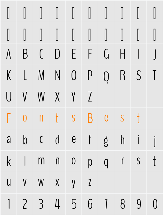 BenchNine Character Map