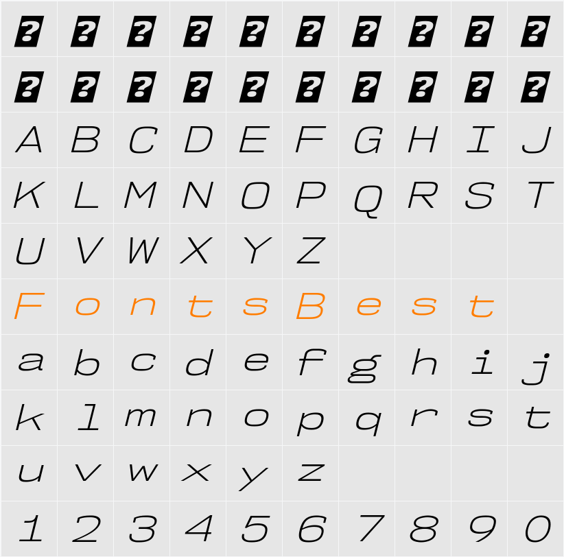 NK57 Monospace Ex Lt Character Map