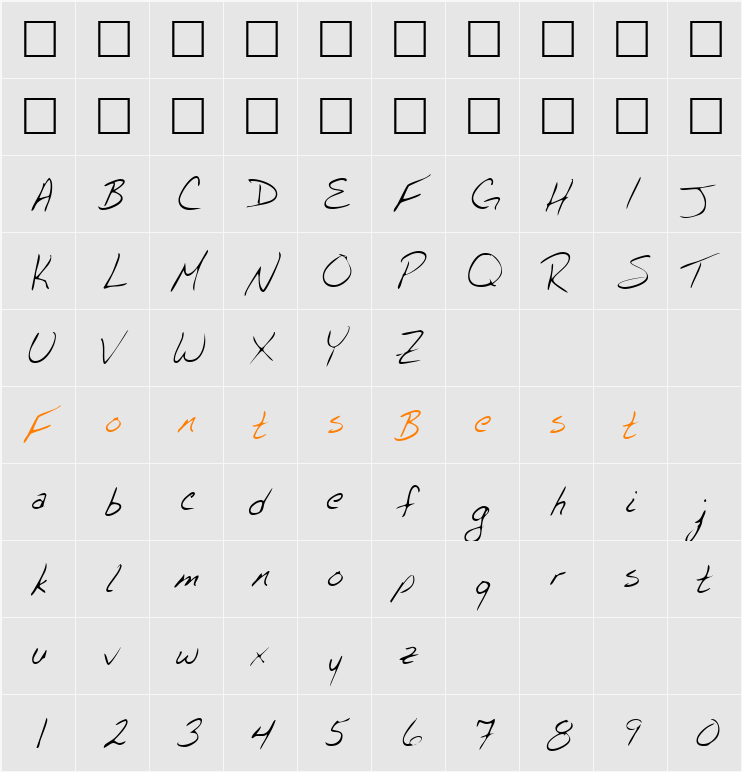 ChicksHand Character Map