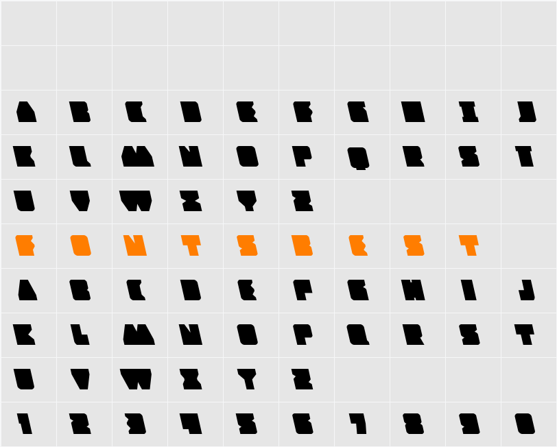 Contour of Duty Leftalic Character Map