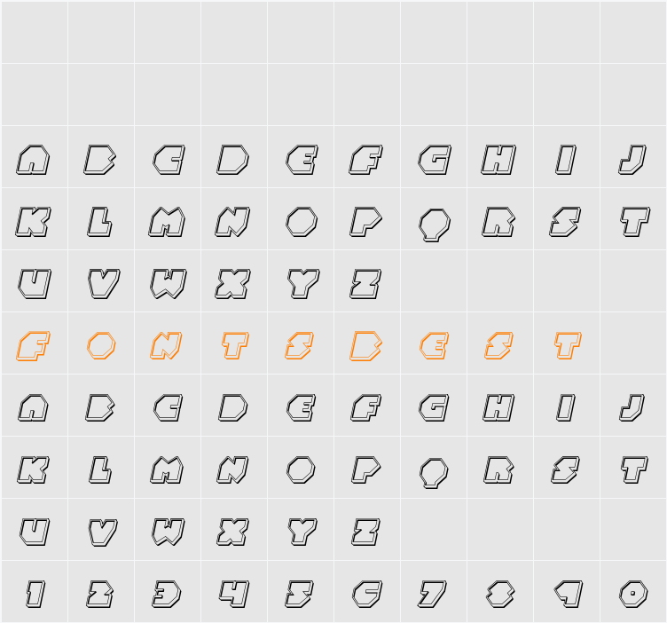 Bal-Astaral Engraved Italic Character Map