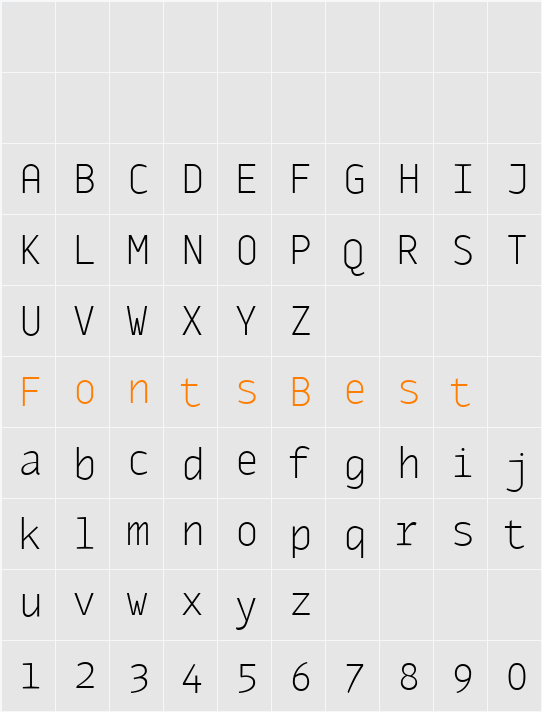 MonoxExtraLight Character Map