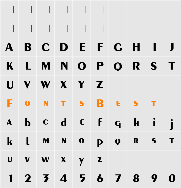 Creme Black SSi Character Map