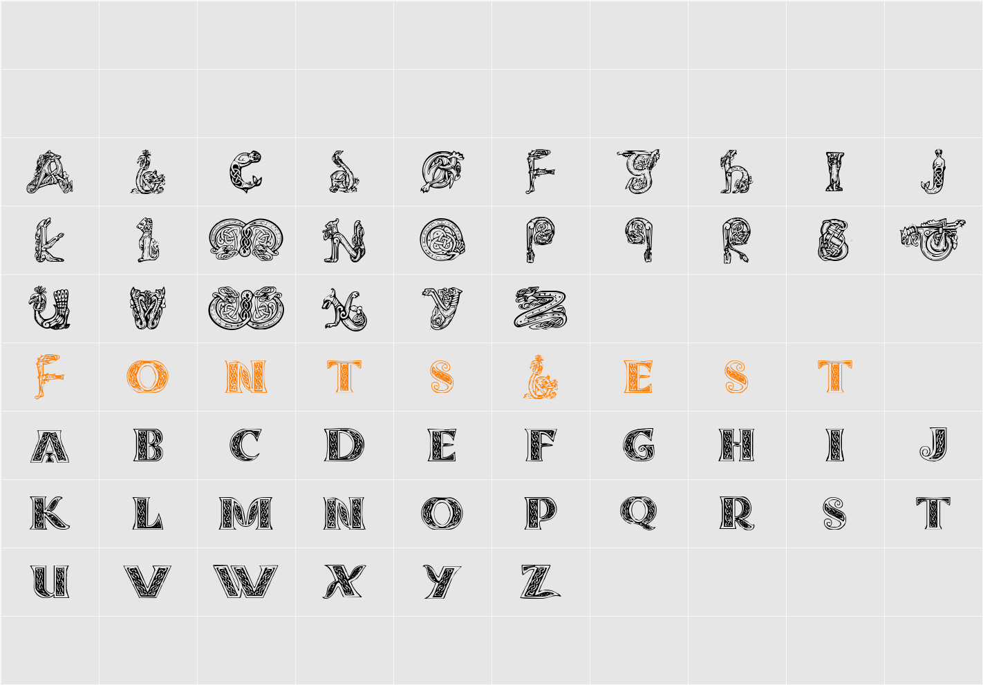 Celtasmigoria Character Map
