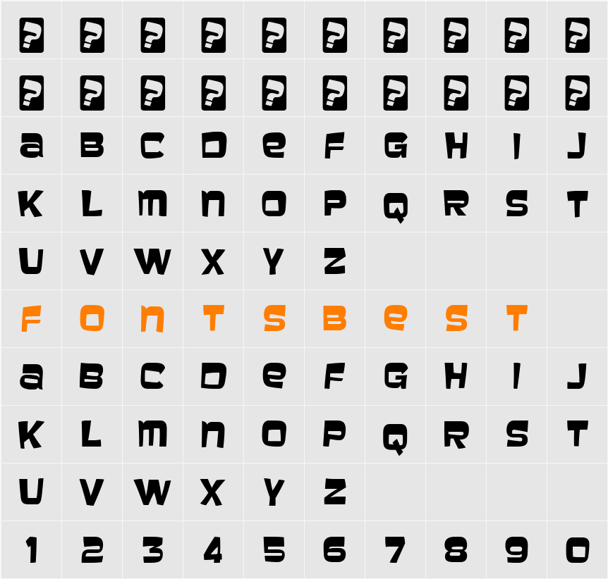 Baveuse Character Map
