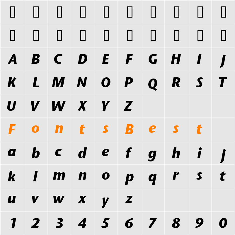 MesouranSansBlackSSi Character Map