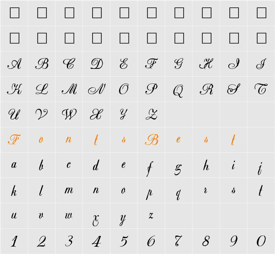 BasicClassA156a Character Map