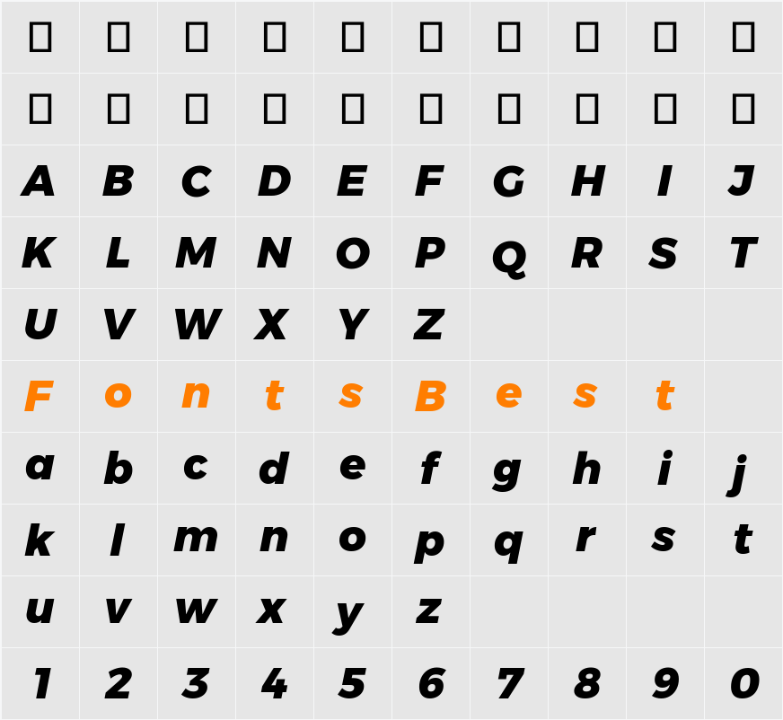 Montserrat ExtraBold Character Map