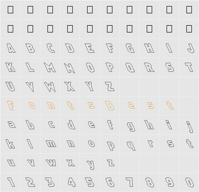 FZ BASIC 5 HOLLOW LEFTY Character Map