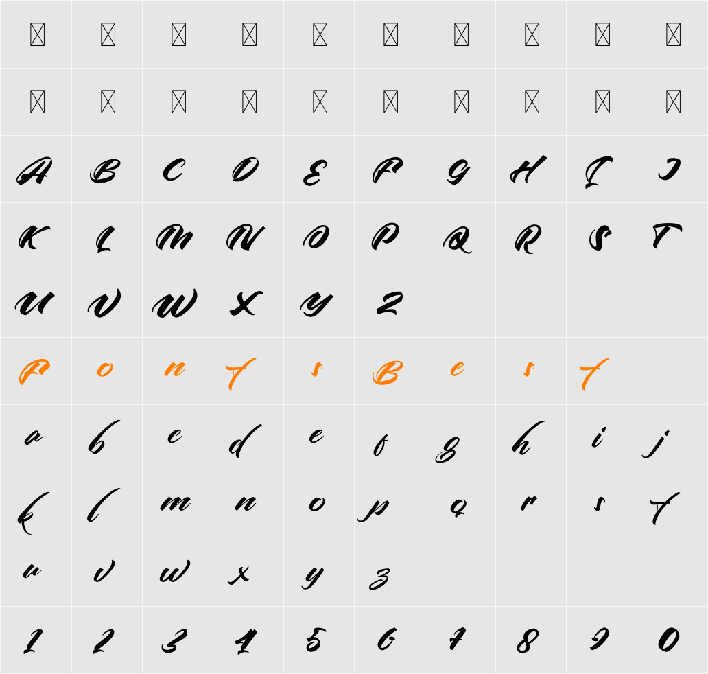 Artline Character Map