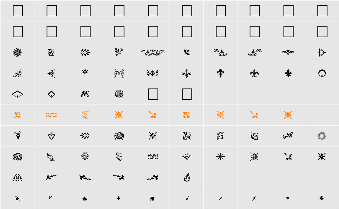 Fleurons Character Map