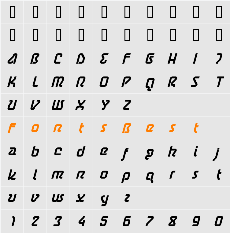 AstroBold Oblique Character Map