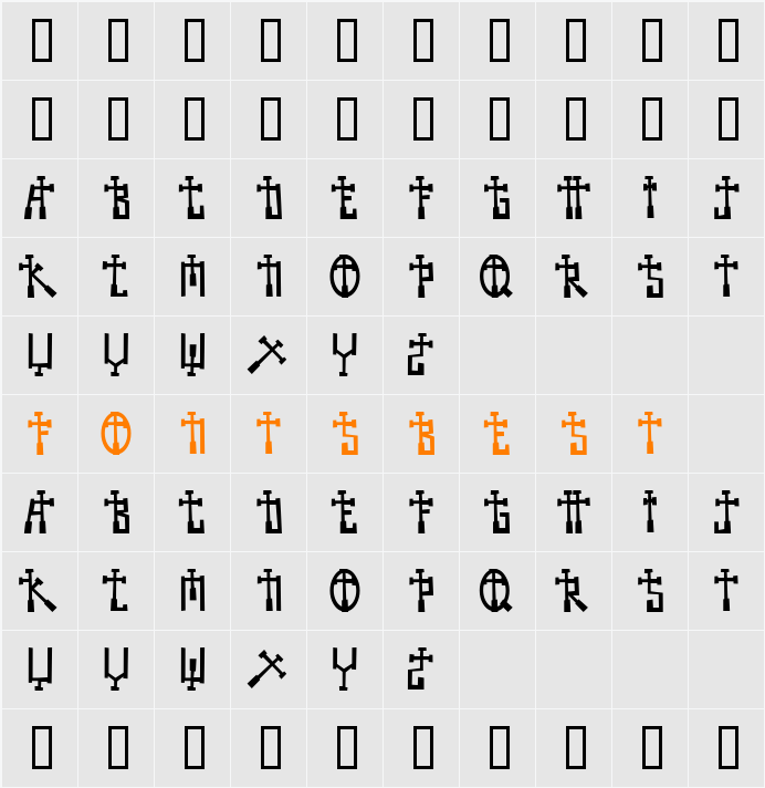 BECROSS Character Map