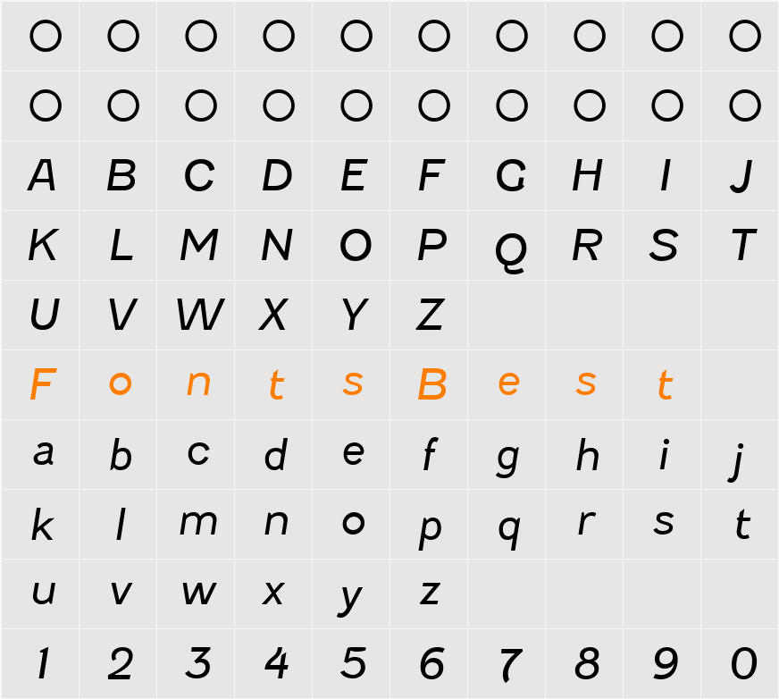 Fenwick Light Character Map