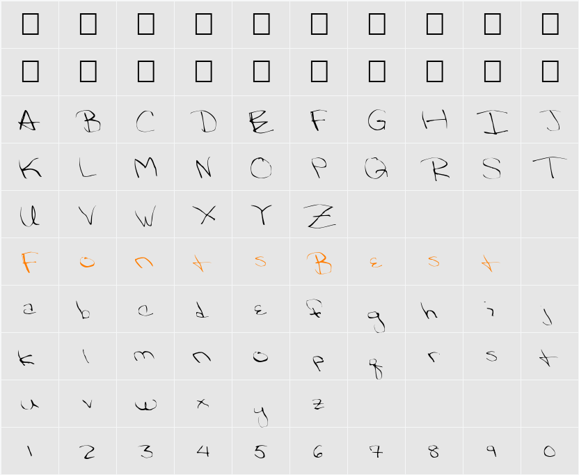 FZ WARPED 32 Character Map