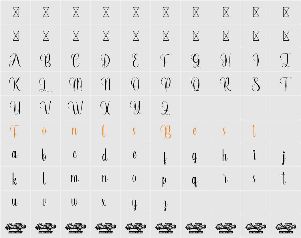 Beautiful Good Demo Script Character Map
