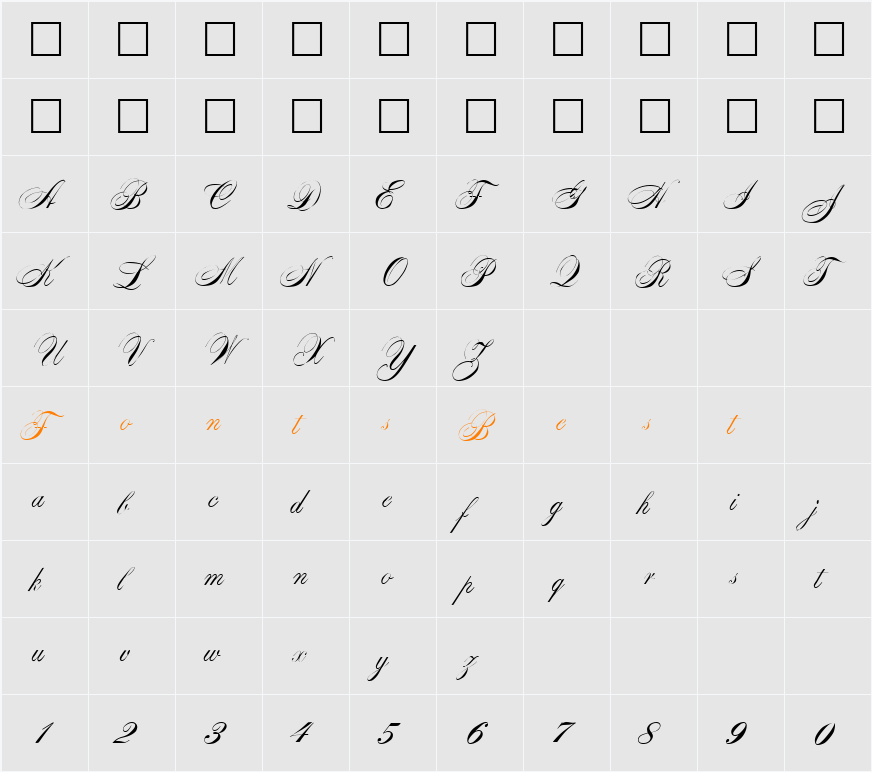 Caravelle Character Map