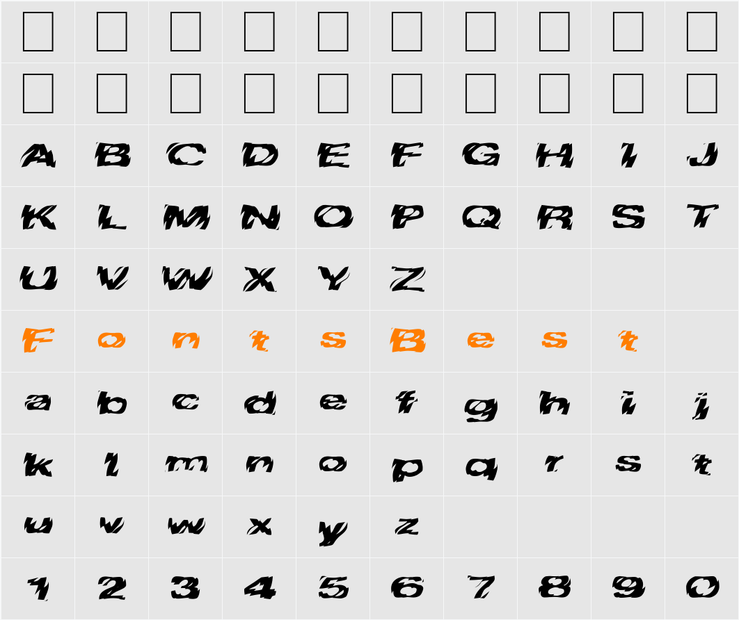 FZ WARPED 10 EX Character Map