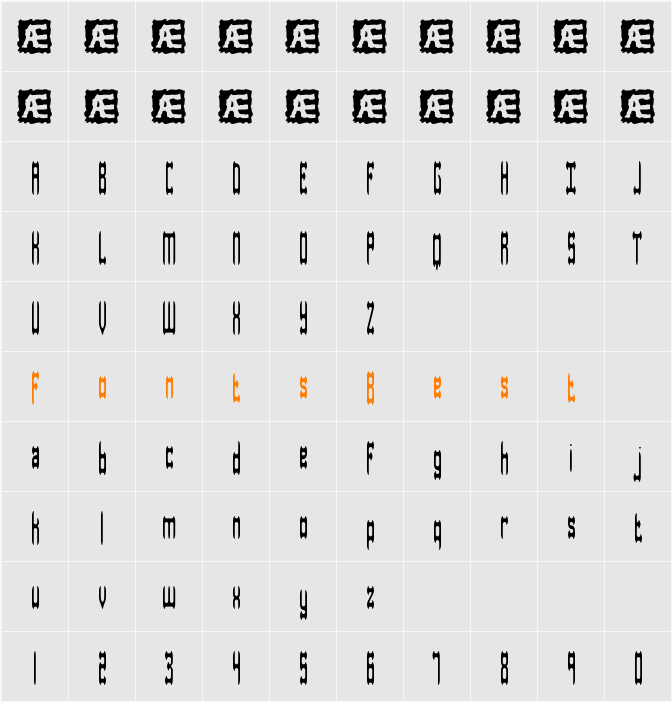 Dastardly BRK Character Map