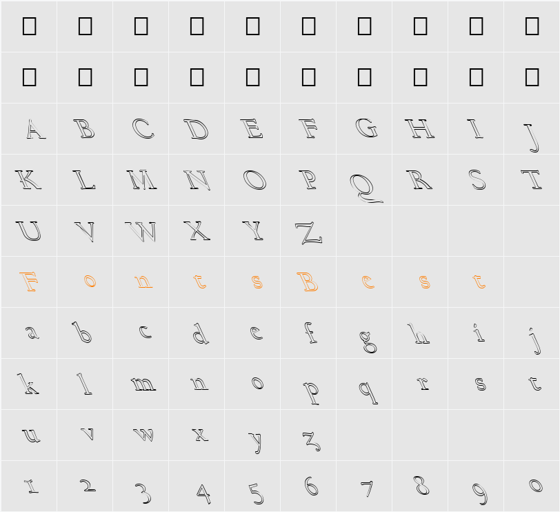 FZ ROMAN 17 HOLLOW LEFTY Character Map