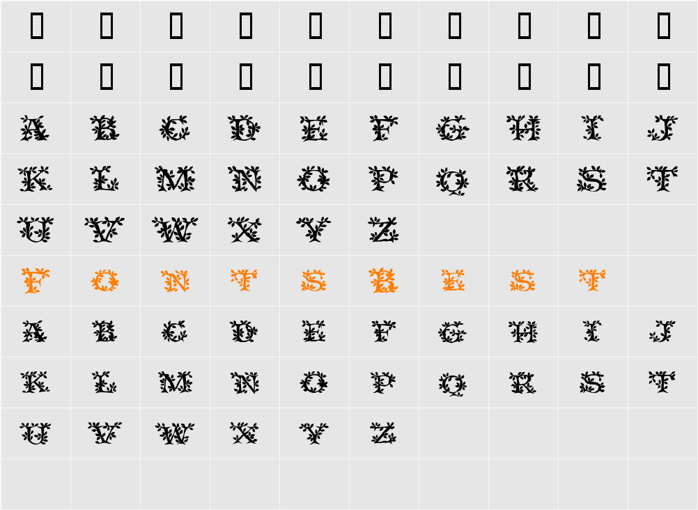 IvyDisplayCaps Character Map