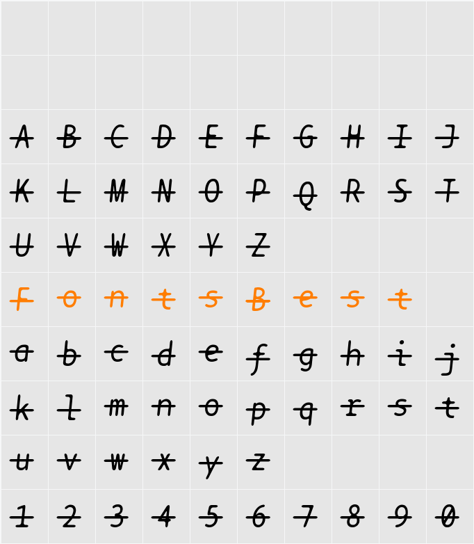 BPtypewriteStrikethrough Character Map