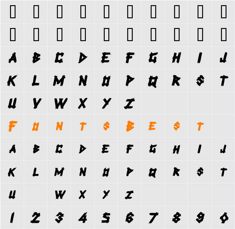 BarwoodSCapsSSK Character Map