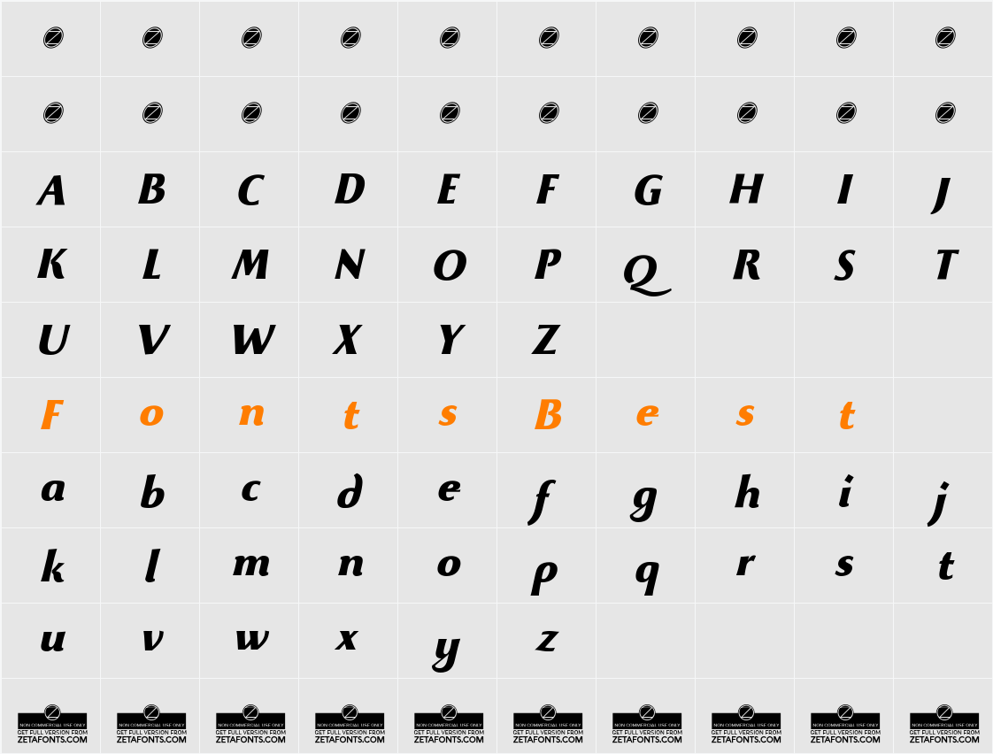 Beatrix Antiqua ExtraBold Character Map