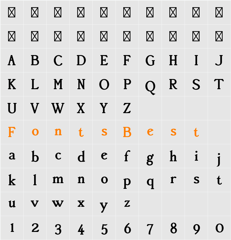 Accanthis ADF Std No2 Character Map