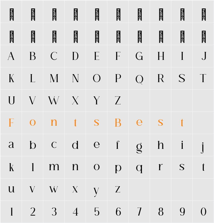 Breadley Serif Character Map