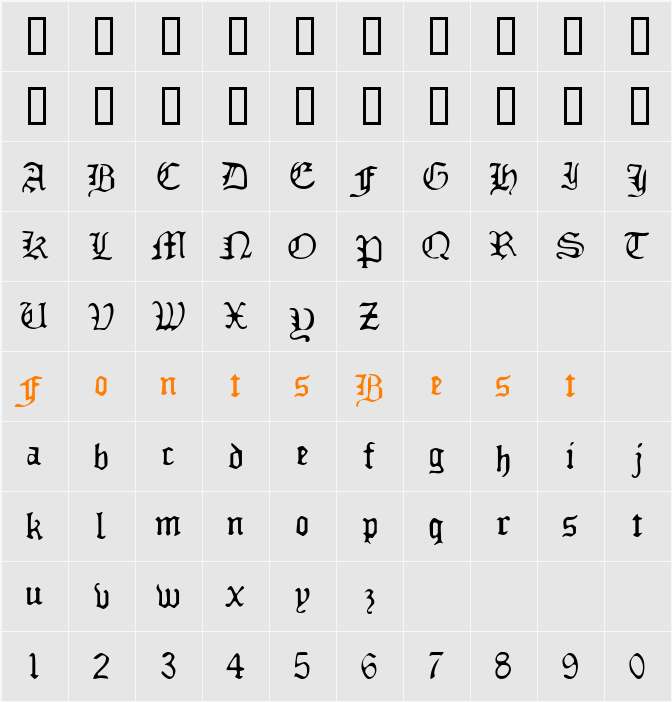 JI-Lammed Character Map