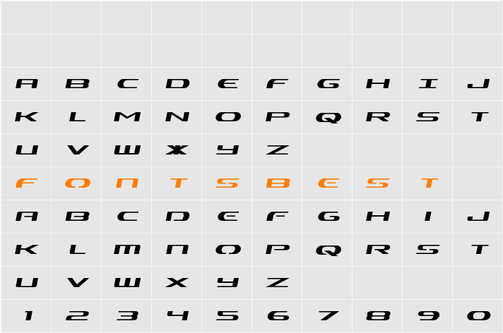 Alpha Men Semi-Italic Character Map