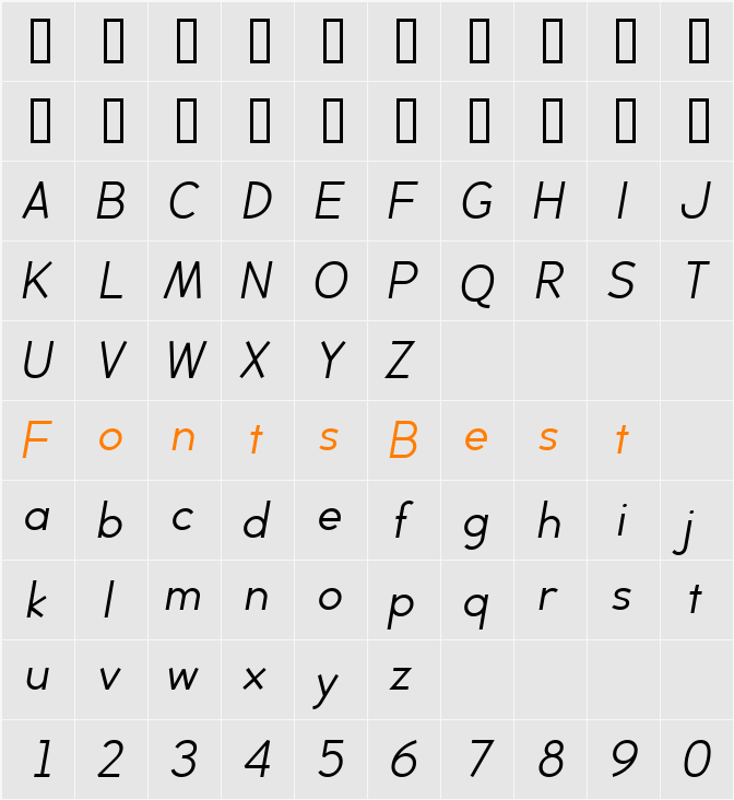 BacktalkSans BTN Character Map