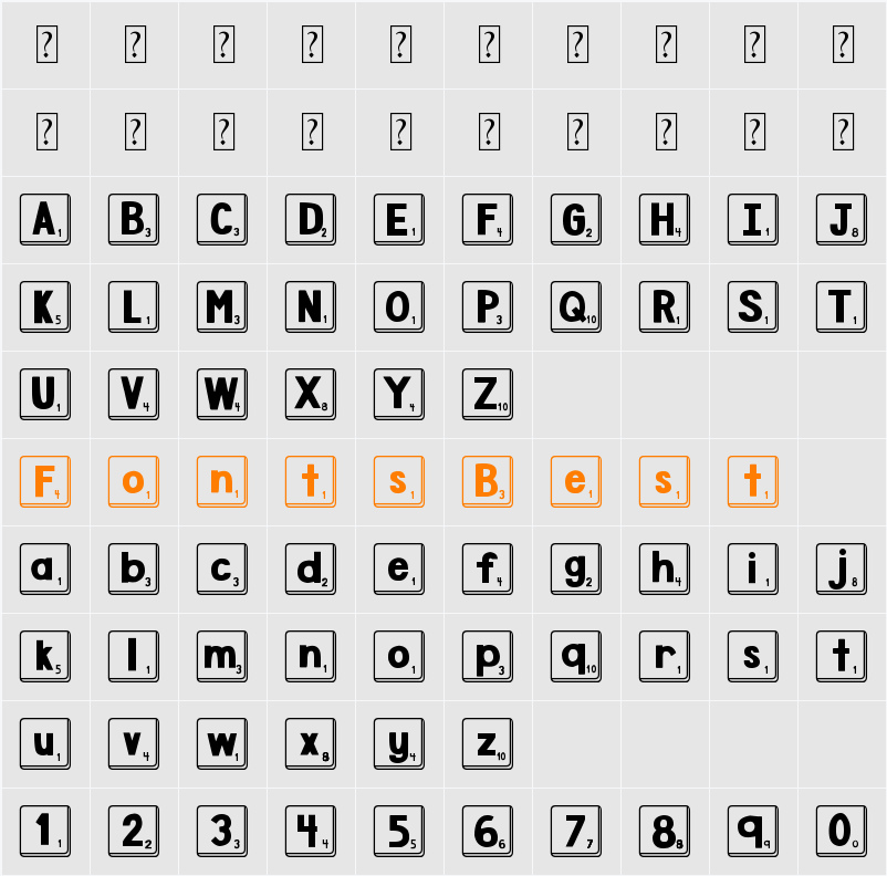 DJB Letter Game Tiles Character Map