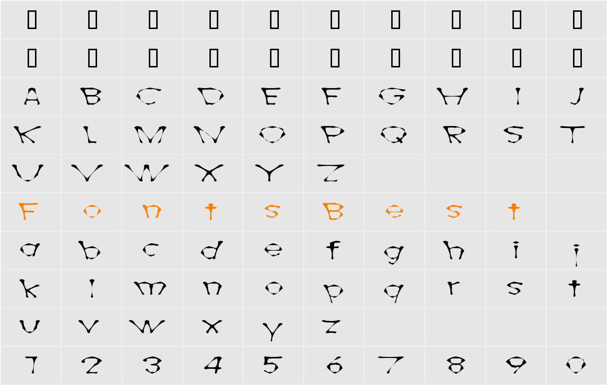 AwlScrawl Character Map