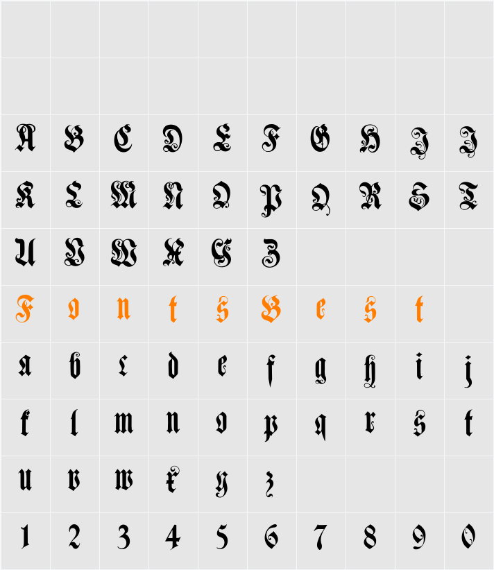 MuenchnerFraktur Character Map