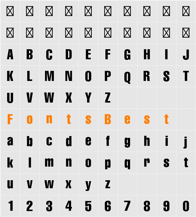 Helvetica LT Std Compressed Character Map
