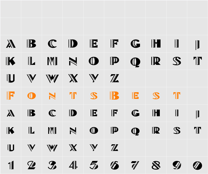 Bete Noir NF Character Map