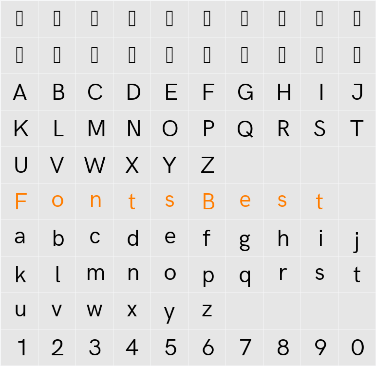Acari Sans Character Map