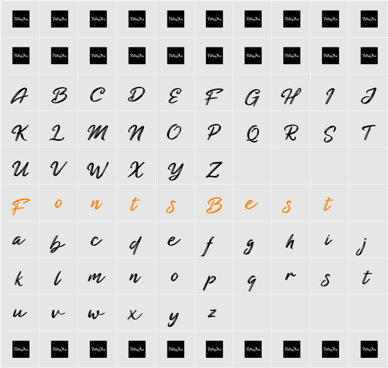 Blackened Script Demo Character Map