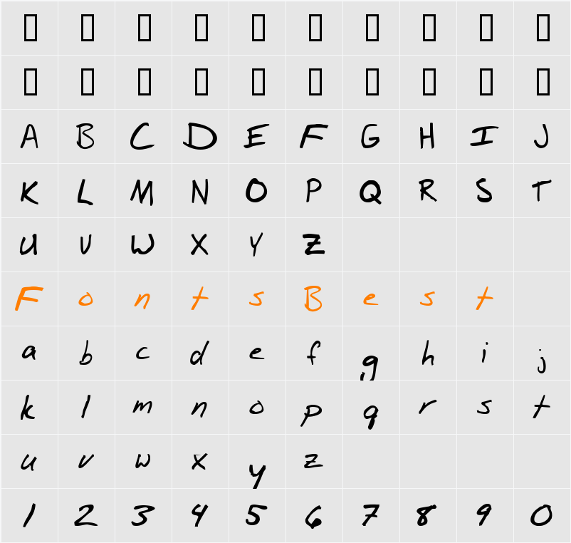 Billshw Character Map
