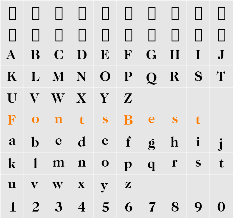Caslon224 Bk BT Character Map