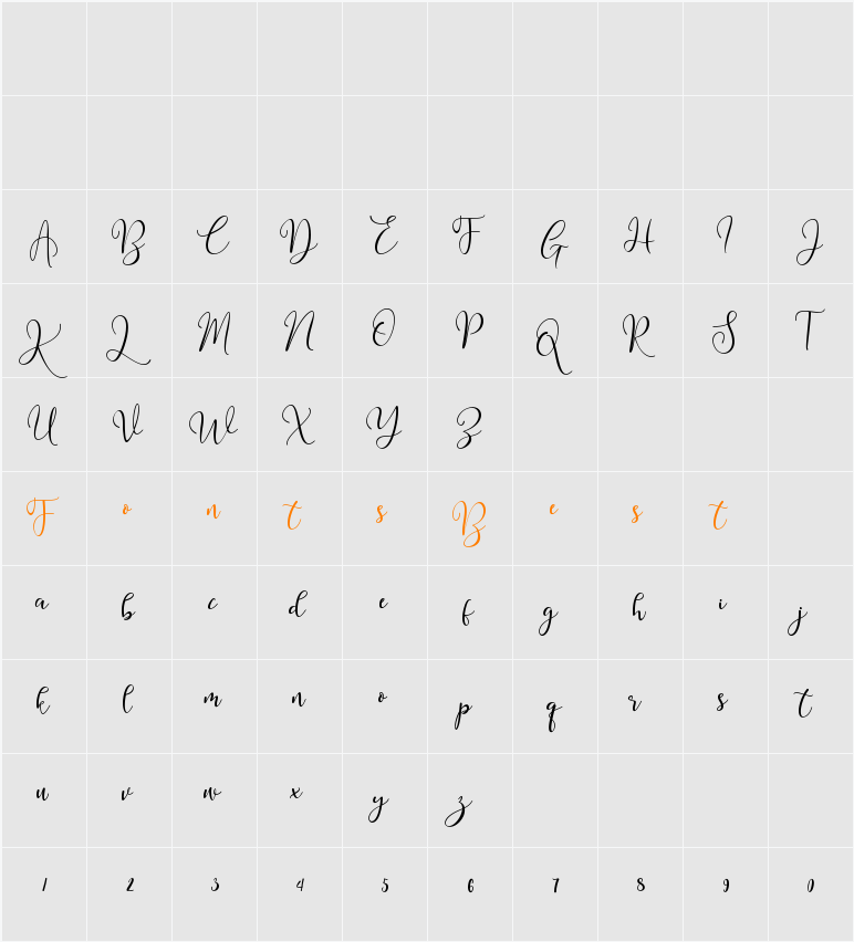 Bellesa Character Map